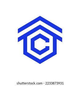 Initial C letter logo hexagon shape home, minimal logo design