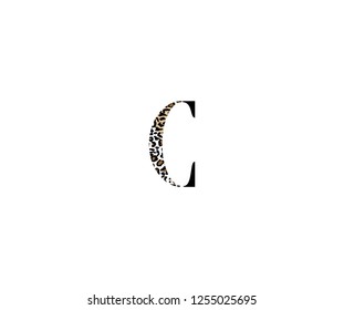 Initial C Letter with Luxury Leopard Pattern Logotype