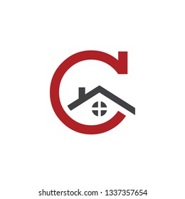 Initial C letter realty logo vector design