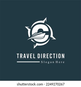 Initial C Letter with Ship Marine and Compass Icon for Travel Guide Navigation Business Logo Idea Template