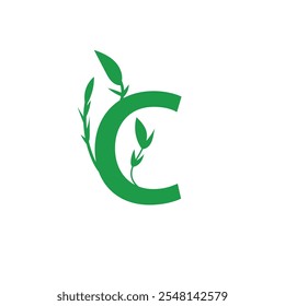 Initial C Letter A simple green company logo design featuring leaves, and growth symbols to represent nature, eco-friendliness, success, and progress