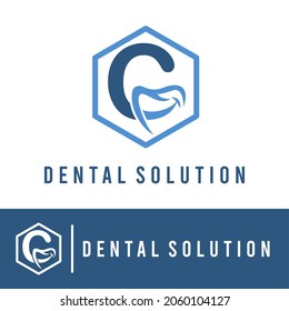 Initial C Letter with Smile for Dental Clinic Business logo Concept. Dentist Orthodontist Health Care Modern Logo Template