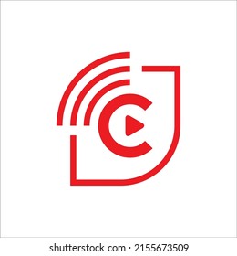 plantilla inicial de logotipo de vídeo de streaming de letras C