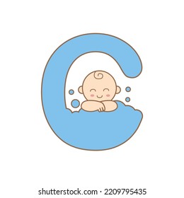 Initial C logo baby with bubble