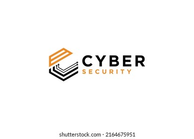 Initial C logo design cyber security circuit board technology AI computer hexagon shape