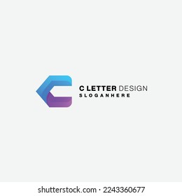 initial c logo design gradient logo colorful