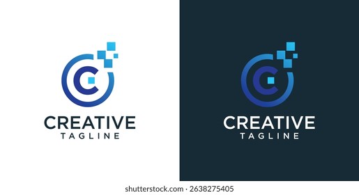 initial C logo icon digital technology