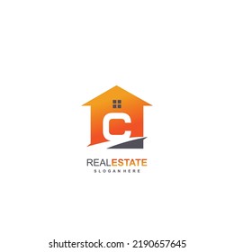 Initial C logo with real estate concept