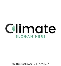 The initial C logomark for Climate logo  with the circle as globe and earth and the leaf signify sustainable environment executed in modern geometric and minimalist style