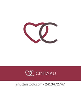 Initial C and Love Icon Simple Logo Design. C Monogram Logo Identity for Branding, Business, Real Estate, Fasion and Elegant Brand