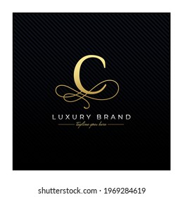 Diseño del logotipo de la carta de lujo inicial de C , Monograma inicial de la boda elegante