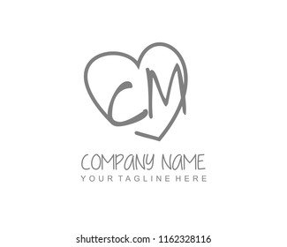 Initial C M with love logo template vector