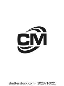 initial C M swoosh ring company logo black