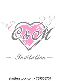 Initial C & M wedding invitation logo template vector