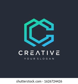 Initial C MC logo design modern monogram and elegant. logo the letter CM in the form of abstract line art. overlapping lines symbol - VECTOR