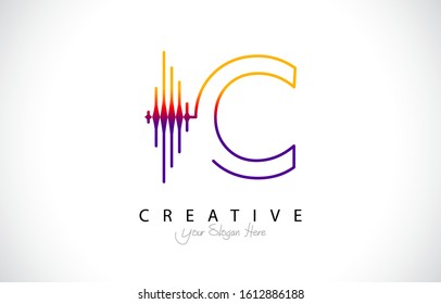 Initial C Modern Design Logo Concept. Creative Icon Logo with Sound Wave Vector Illustration.