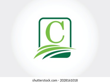 Initial C monogram alphabet with agriculture. agriculture logo design vector template. Font emblem. Modern vector logo for business and company identity