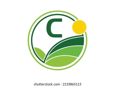 Initial C monogram alphabet with agriculture. agriculture logo design vector template. Font emblem. Modern vector logo for business.