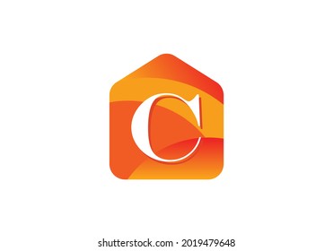 Initial C monogram alphabet with home logo concept. Modern vector logo for ecological business and company identity