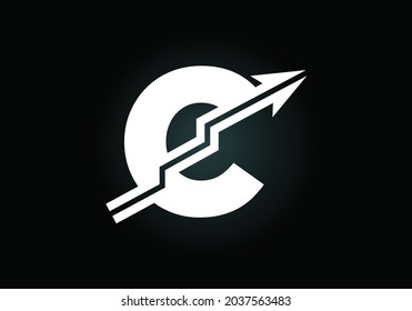Initial-C-Monogramm-Alphabet-Symbol-Design, integriert mit dem Pfeil. Logo-Konzept für Finanzen oder Erfolg. Schriftemblem. Logo für die Unternehmens- und Firmenidentität