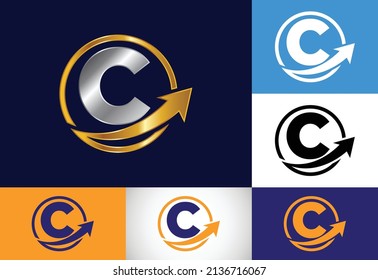Initial C monogram alphabet symbol design incorporated with the arrow. Financial or success logo concept. Font emblem. Logo for business and company identity