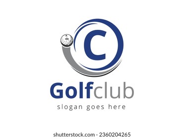 Initial C monogram alphabet with6 Golf Logo Design Template. Hockey Sport Academy Sign, Club Symbol. business, and company identity.