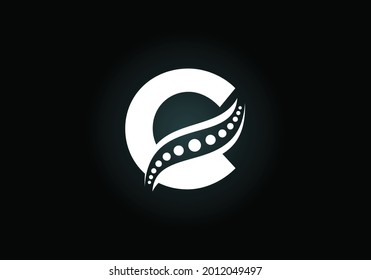 Initial C monogram letter alphabet with chiropractic spine logo. Spinal care icon. Font emblem. Modern logotype for orthopedic business and company identity.