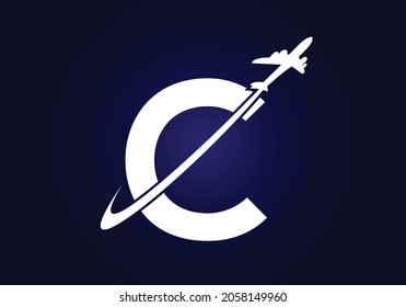 Initial C monogram letter alphabet with a travel logo design. Font emblem. Modern vector logotype for business and company identity.
