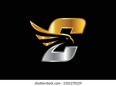 Initial C monogram letter with Eagle head negative space symbol. Creative Eagle head vector design