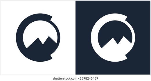 initial C with mountain logo icon abstract vector