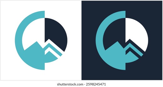 initial C with mountain logo icon abstract vector