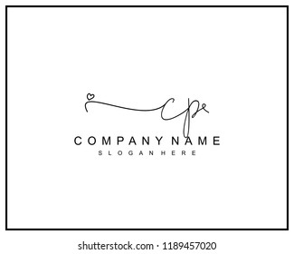 Initial C P handwriting logo template vector