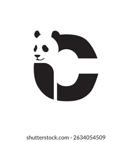 Initial C Panda logo icon vector design template, logo for brand and etc