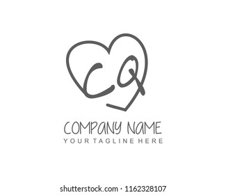 Initial C Q with love logo template vector