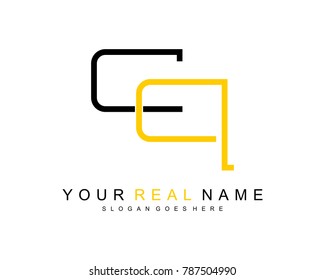 Initial C & Q minimalist logo template vector