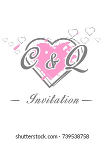 Initial C & Q wedding invitation logo template vector