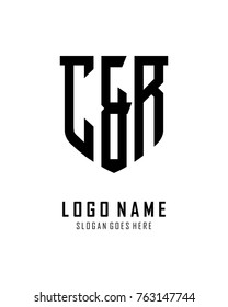 Initial C & R abstract shield logo template vector