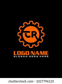 Initial C & R gear logo template vector