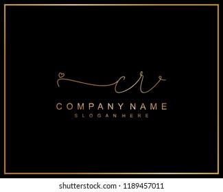 Initial C R handwriting logo template vector