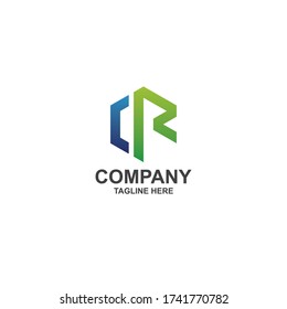 
initial c r with hexagon logo design vector