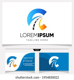 Gráfico del vector del diseño del logotipo del logotipo de la ruta de C inicial