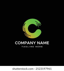 Initial C Tech logo design with vector template