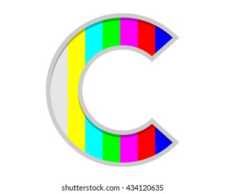 initial C tv channel alphabet typography initial uppercase image vector icon