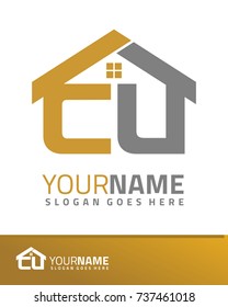 Initial C & U real estate logo template vector