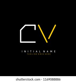 Initial C V minimalist modern logo identity vector