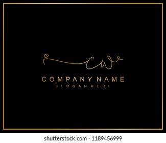 Initial C W handwriting logo template vector