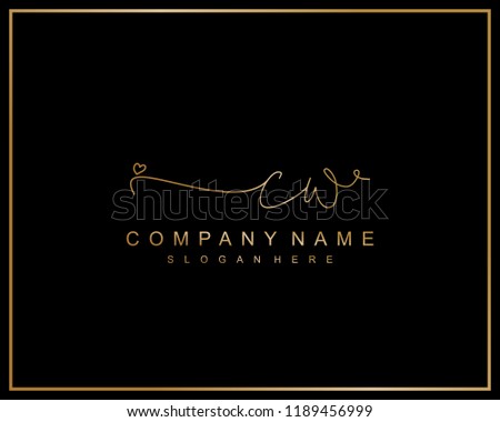 Initial C W handwriting logo template vector