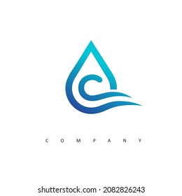 Initial C water logo design