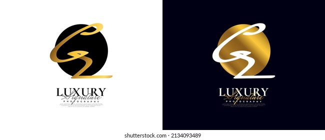 Initial C and Z Logo Design in Elegant Gold Handwriting Style. CZ Signature Logo or Symbol for Wedding, Fashion, Jewelry, Boutique, and Business Identity