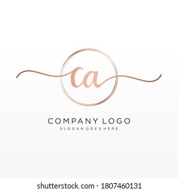 Initial CA beauty monogram and elegant logo design, handwriting logo of initial signature, wedding, fashion, floral and botanical with creative template.